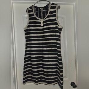 Max Studio Black and Cream Striped Mini Dress